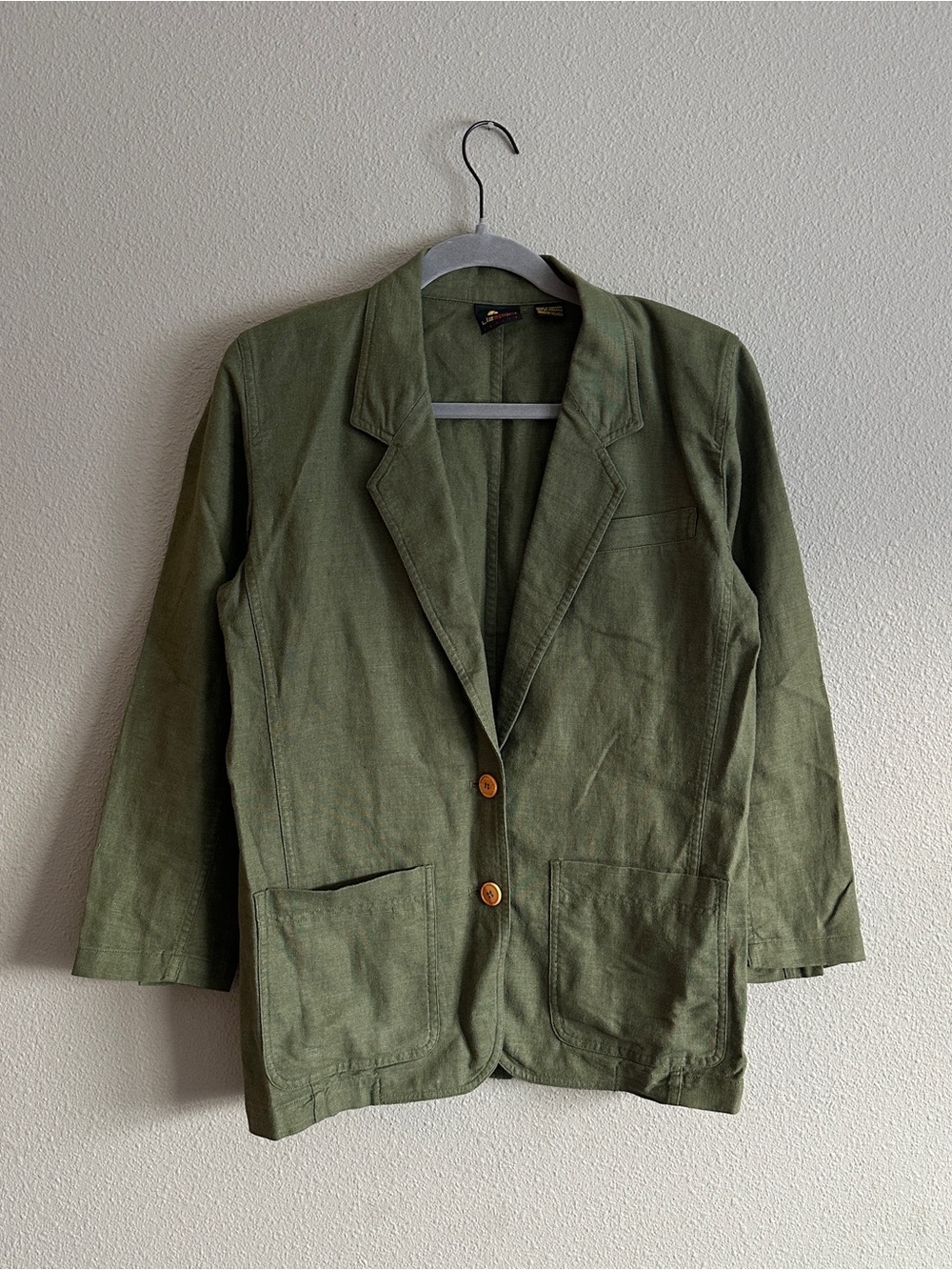 Vintage Liz Claiborne Olive Green Linen Cotton Blazer